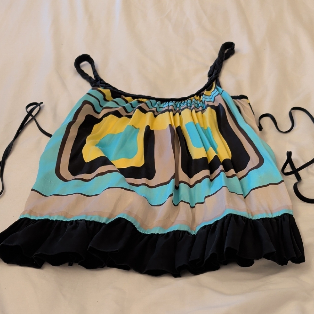 Bebe Multicolor 100% Silk Strappy Top